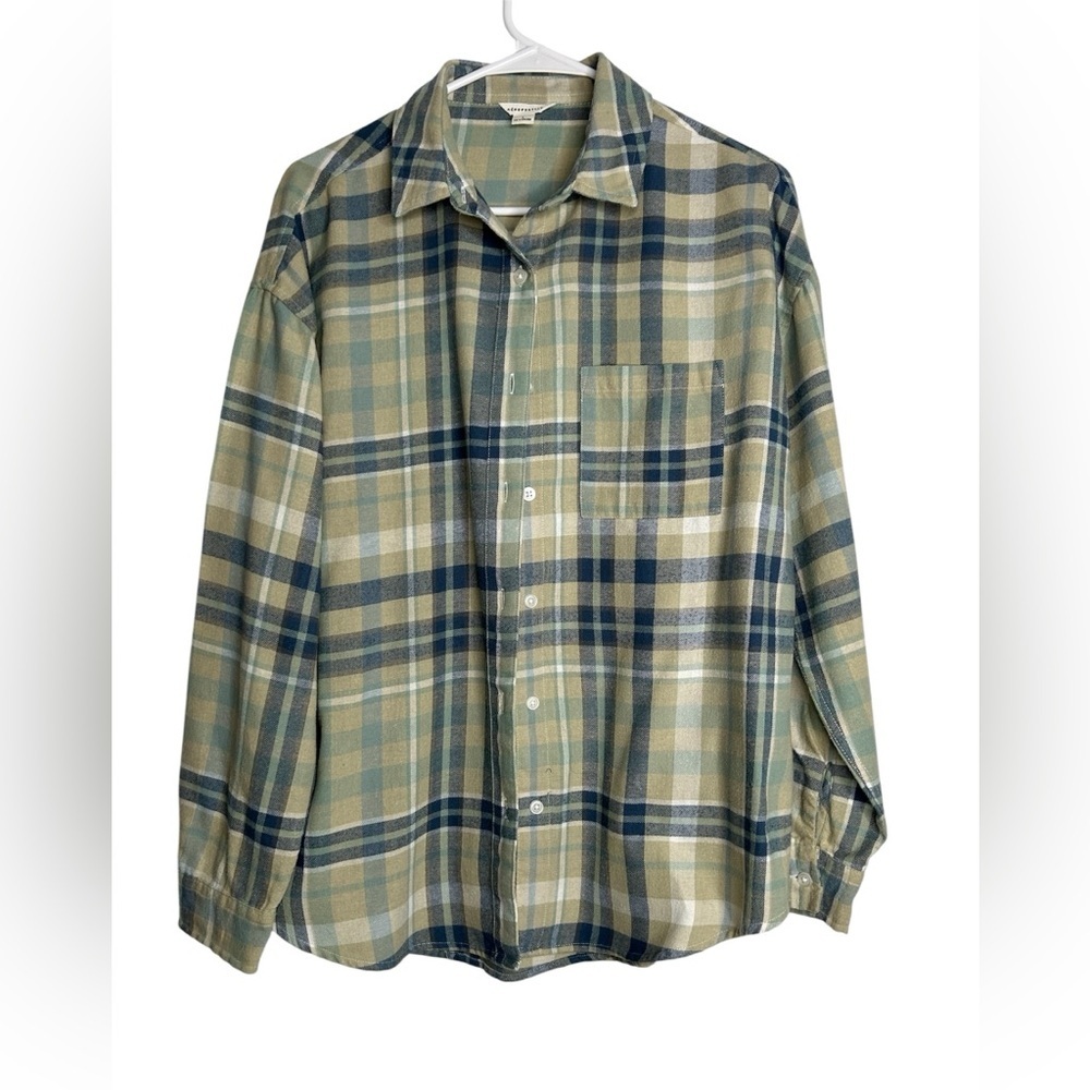 Aeropostale Plaid Long Sleeve Button-Up Cotton Shirt, Skater, Layering, Relaxed